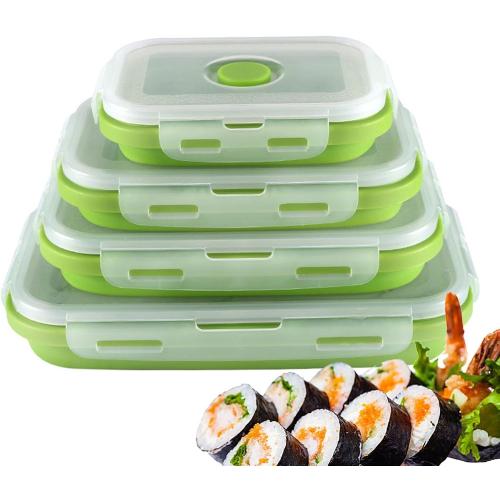 Collapsible Food Storage Containers | Silicone Food Storage Containers with Lids Stacking,8 Pack Travel Containers for Food, Collapsible Bowls with Lids, Foldable Storage Containers for Home Zorq