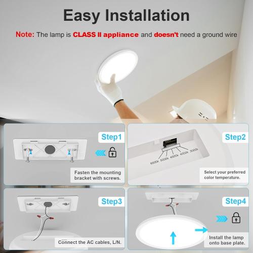 VOLISUN 8Pack 5CCT LED Flush Mount Ceiling Light, 7 inch Dimmable Ultra-Thin LED Ceiling Light Fixture, 3000K-6500K Selectable, 15W LED Ceiling Lights for Bedroom, Kitchen, Closet and Hallway (White)