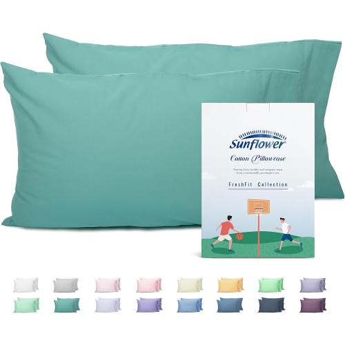 Sunflower King Pillowcases Set of 2, 100% Cotton Pillow Cases, Lagoon