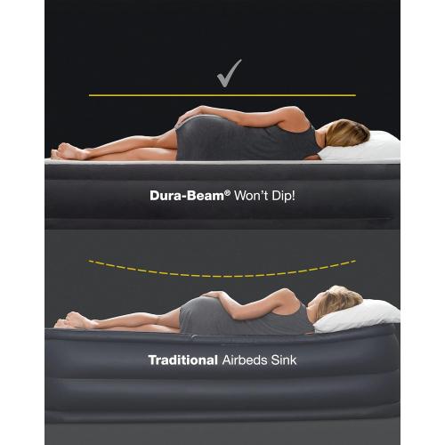 Intex 64757E Dura-Beam Standard Downy Air Mattress: Fiber-Tech - Twin Size - 10in Bed Height - 300lb Weight Capacity - Pump Sold Separately