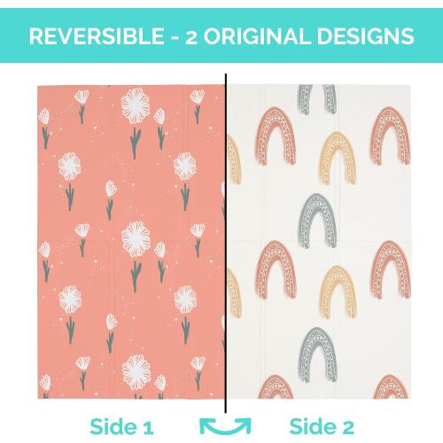 JumpOff Jo Foldable Foam Play Mat – Large Waterproof Baby & Toddler Activity Floor Mat, Double-Sided 70 x 59 Inch Play Surface