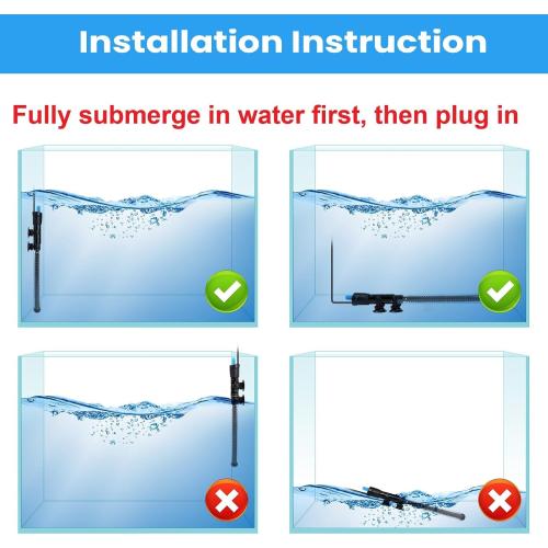 AQUANEAT Aquarium Heater, 200W Fish Tank Heater, Adjustable Submersible Water Thermostat with Digital Thermometer