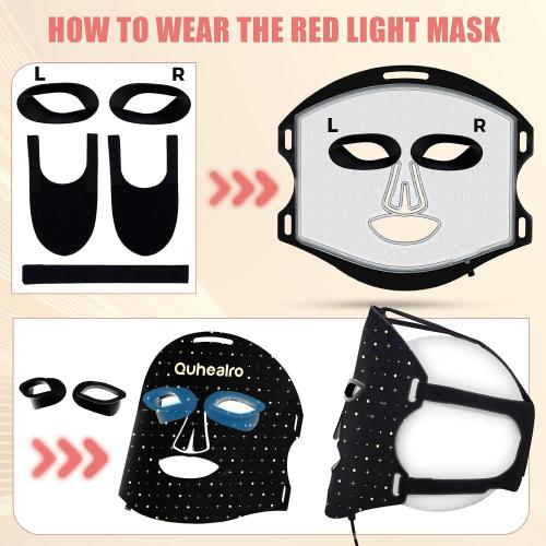Red Light Therapy for Face, Near-lnfrared 850 LED Face Mask Light Therapy 3 Modes Portable Led Face Mask Light Therapy with Rechargeable Remote, Red Light Therapy Mask with Timing Function