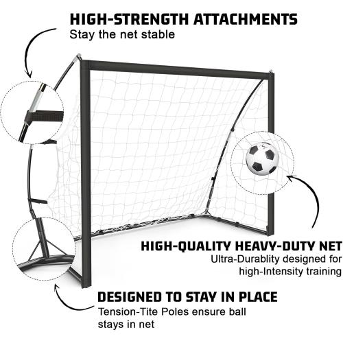Portable Soccer Goal for Backyard, Kids Youth Adults Soccer Goal Set with Net   Ground Stakes, Soccer Target and Agility Speed Training Equipment