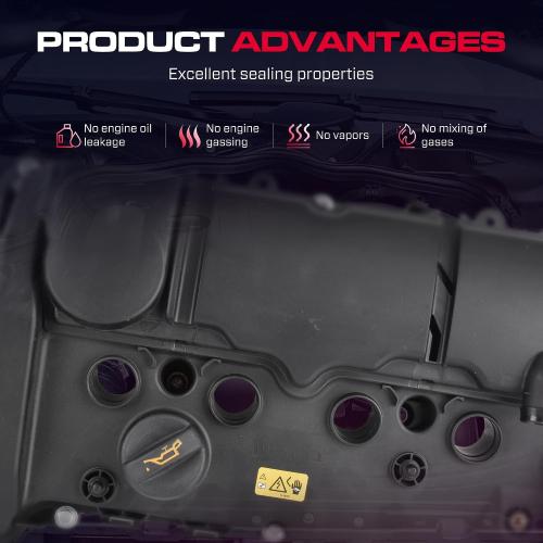 11127646552 Engine Valve Cover Kit, with Gasket, Bolts and Oil Cap Fit for 2011-2016 Mini Cooper S L4 1.6L R55 R56 R57 R58 R59 R60 R61 Engine, Replace # 11127603390 111276-46552 111276-03390