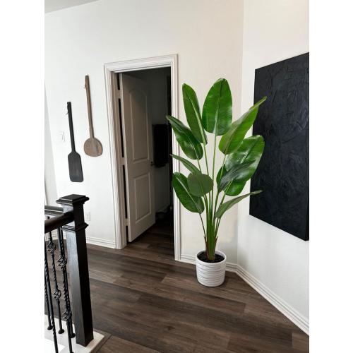 Aveyas 6ft Artificial Bird of Paradise Tree for Home Decor, 6 Feet Faux Floor Plant Fake Silk Banana Leaf Tropical Trees with Pot for Indoor Outdoor House Living Room (6 ft Tall)