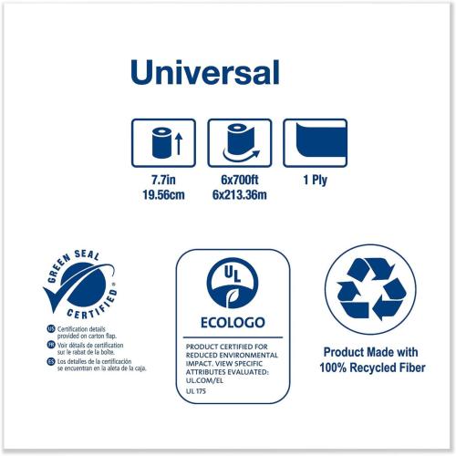 Tork 290088 Universal Single-Ply Hand Roll Towel, Natural, Pack of 6