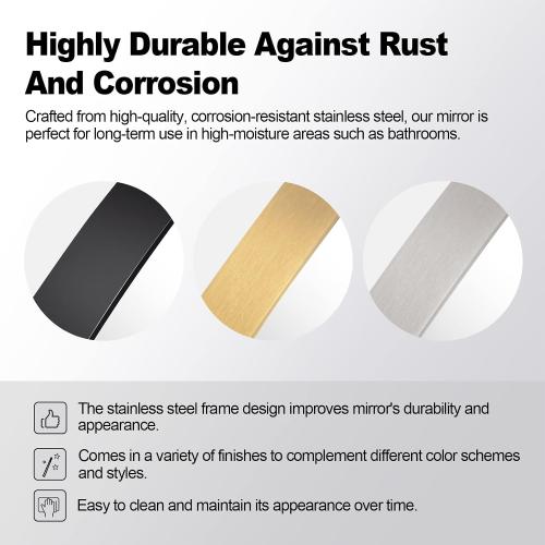 ANDY STAR Brushed Nickel Octagon Bathroom Mirror, 22x30 Inch Stainless Steel Metal Frame, Anti-Rust, Shatterproof HD Glass, Wall Mounted for Bathroom, Bedroom, Living Room