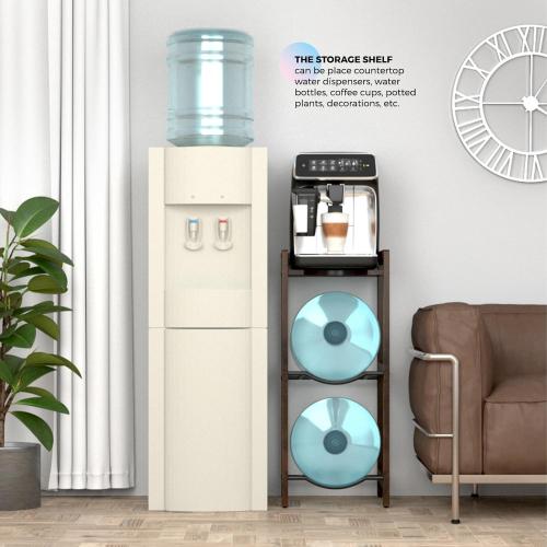 Natural Wood 5 Gallon Water Dispenser Stand - 31H, 3-Tier Jug Holder with Top Shelf
