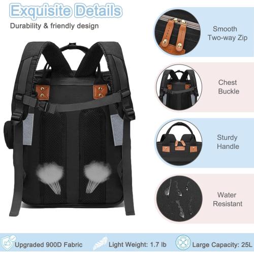 Diaper Bag Backpack Baby Bag for Mom Dad with Changing Pad, 19 Pockets, Large Waterproof Travel Baby Girl Boy Toddle Diaper Bag with Insulated Pocket, Baby Shower Gifts, Black