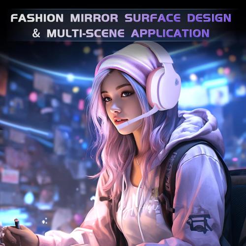 Color Pink 2.4GHz Wireless Gaming Headset for PS5, PS4 Fortnite & FPS Gamers, PC, Nintendo Switch, Bluetooth 5.3 Gaming Headphones with Noise Canceling Mic, Stereo Sound, 40 Hr Battery (Pink)