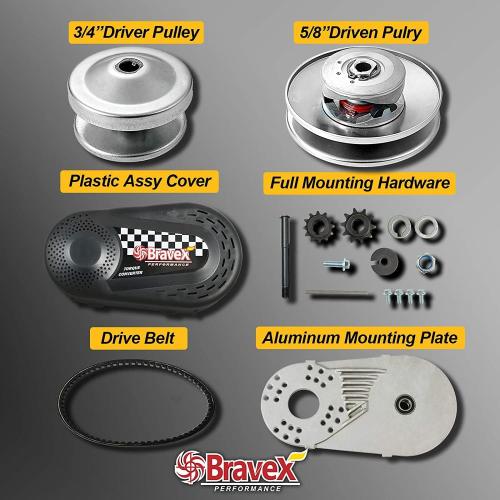 Complete Torque Converter for Predator 212 Go Kart Clutch Kit Set 3/4inch 10T #40/41 and 12T #35 Chain Replacement for 218353A Manco Comet TAV2