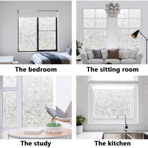 Window Privacy Film, Frosted Removable Glass Covering for Bathroom, Opaque Static Cling Heat Control Door Sticker for Home Office Living Room, Non-Adhesive Matte White (23.5 x 157)