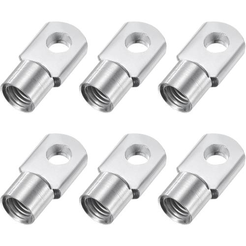 uxcell Gas Spring Strut M8 Joint Fitting Female Threaded Connectors Steel Silver Tone, 6Pcs
