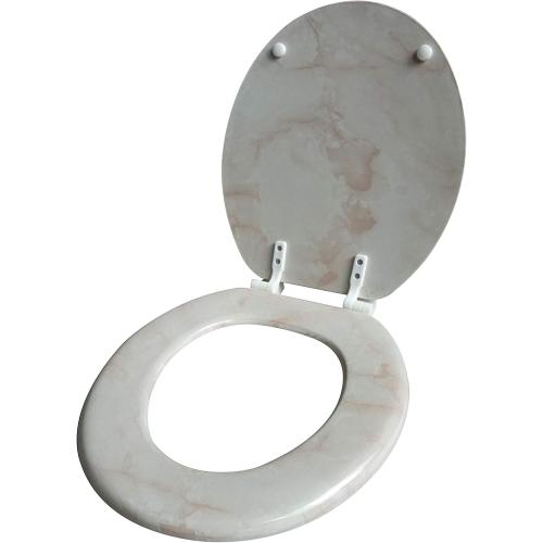 Dream Bath Heavy Duty Round Toilet Seat with non-slip seat and quick-attach easy install hardware, Marbleized Wood Beige( missing attachment mounting piece)