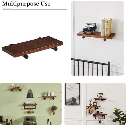 Industrial Pipe Shelf Brackets 10 PCS Wall Mount DIY Shelving Brackets 12 in Shelf Bracket Kitchen Floating Pipe, Included Accessories