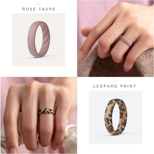 ThunderFit Women’s Silicone Wedding Rings – 5.5mm Wide, 2mm Thick Engagement Rings, Rubber Engagement Bands, 7-Pack
