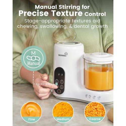 GROWNSY Baby Food Maker with Steam Basket, One Step Baby Food Processor Steamer Puree Blender Grinder Mills Machine, Auto Cooking Grinding and Sterili-zing for Healthy Homemade Baby Food, BPA-Free