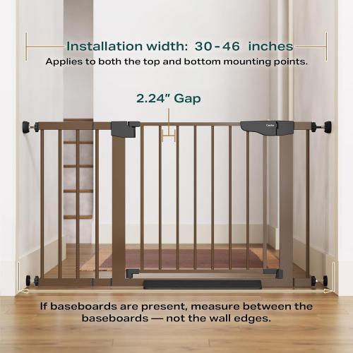 Cumbor 2 Pack 30-46 Baby Gate for Stairs, Auto Close Dog Gate Indoor Brown | Easy Install Pressure Mounted Pet Gates for Doorways, Easy Walk Thru Wide Safety Gate for Dog-Mom's Choice Awards Winner