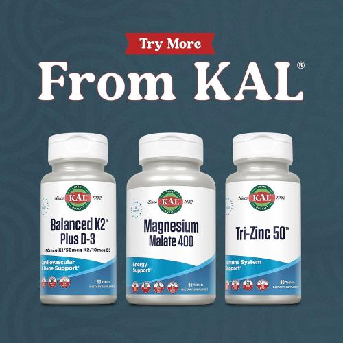KAL Magnesium Malate 400mg, Chelated Magnesium Supplement with Malic Acid, Healthy Energy & Muscle Function Support, Enhanced Absorption, Vegan, Non-GMO, 45 Servings, 90 Veg Tabs