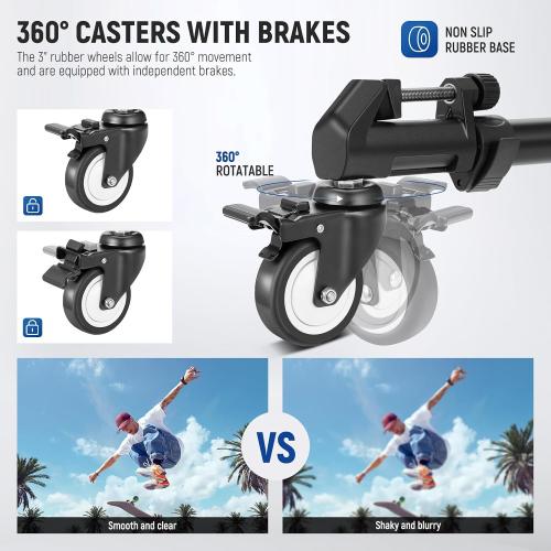 NEEWER Photography Tripod Dolly, Heavy Duty 50lbs Capacity Tripod Wheels with 3 Rubber Wheels for DSLR Cameras Camcorder Photo Video Lighting