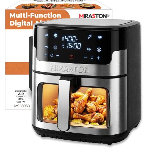 Air Fryer, 8.5QT Family Size Digital Air Fryers, BPA-Free, Smart Touchscreen with 8-Preset, Air Frying, Reheat Leftovers, Party Food, Fast Cooking, Dishwasher-Safe, Stainless Steel