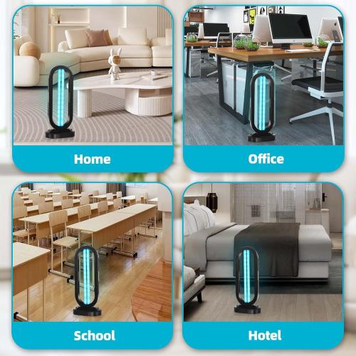UV Light Sanitizer,4-Speed Timing and Remote Control UVC Home Disinfection Device,Ultraviolet Light Sanitizer for Dust Mites,UV Lamp for Whole Room,Black