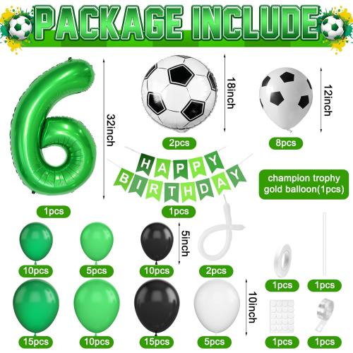 6th Birthday Soccer Balloon Arch, Soccer Birthday Decorations For Boys Kids