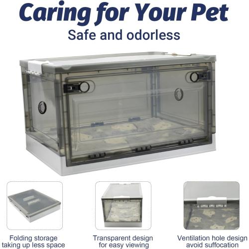 REDDOUDOU Pet Oxygen Chamber, Pet Incubator, Small Animal Humidifier Box, Pets Delivery & Feeding with Padded Cotton, Pets Humidifier Accessories for Dogs, Cats, Puppies, Kittens (55L)