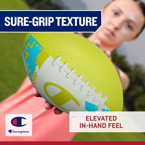 Champion Blitz Football, All-Weather Football, Enhanced Grip, Durable Rubber Cover and Molded Laces, for Outdoor Sports & Training, Includes 6 Ball Pump MISSING ACCESSORIES