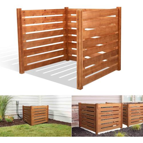 Air Conditioner Fence,Wooden Privacy Fence,3 Panels 48 Lx48 Wx39 H,Wood Compost bin,Suitable for Outdoor Trash Cans,AC, Pool Equipment Enclosures