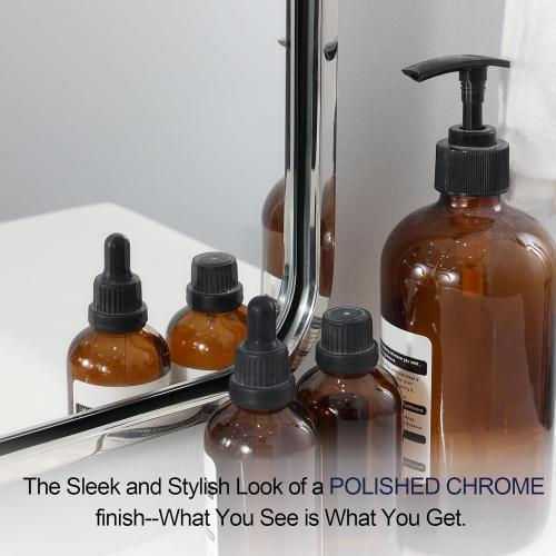 ANDY STAR 28x36 INCH Chrome Bathroom Mirrors, Polished Chrome Bathroom Mirror, Rounded Rectangle Mirror, Anti-Rust SUS304, Tube Metal Frame, 1’’ Deep Wall Mounted Vertically/Horizontal for Bathroom