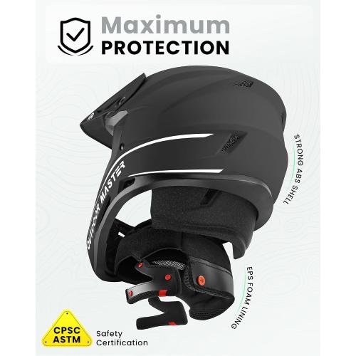 OutdoorMaster Full Face Mountain Bike Helmet for Men & Women - Durable, Impact Resistant, Ventilated, Adjustable Visor - Downhill Race BMX MTB Helmet