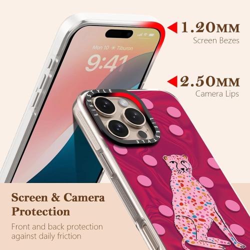 for iPhone 16 Pro Max Case with Exclusive Pink Cheetah Design, Anti-Scratch Soft TPU Slim Fit Shockproof Protective Case for iPhone 16 Pro Max Women Girls, Raised Camera Protection