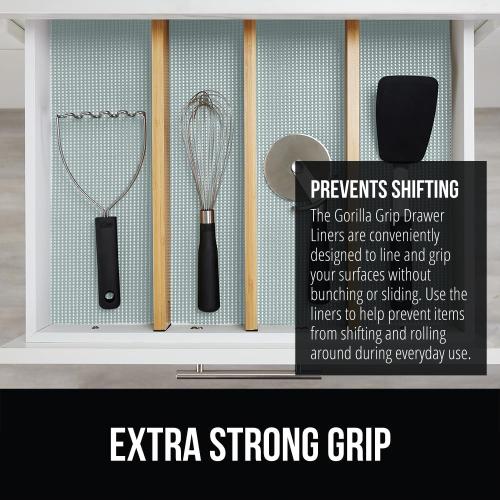 GORILLA GRIP powerGRIP Drawer Shelf and Cabinet Liner, Thick Strong Hold, Non-Adhesive Liners Protect Kitchen Cabinets and Cupboard, Bathroom Drawers, Easy Install, Breathable Mat, 20 x30', Spa Blue