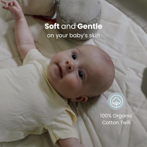 Snuggle Me® Baby Play Gym - 100% Organic Cotton Twill Tummy Time Mat with 9-Piece Sensory Toy Mobile, Baby Gym Activity Center with Machine-Washable Base (0-36 Months)