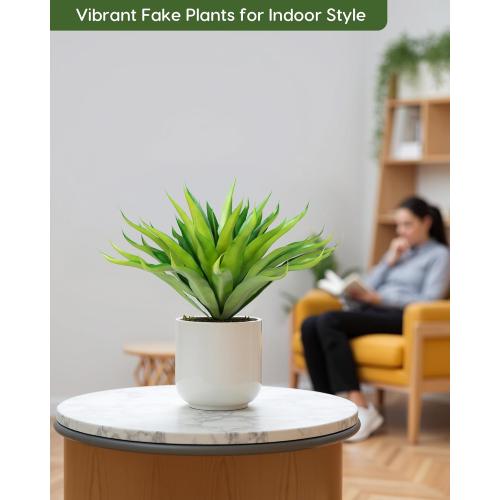 Velener Outdoor Fake Agave Artificial Plant, Unpotted Fake Plant for Room Decor, UV Resistant Faux Agave Plant for Outdoor/Indoor Decor, 22 inches, 2 Pack(43 Leaves)