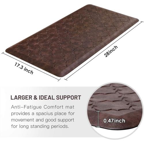 WISELIFE Kitchen Mat Cushioned Anti Fatigue Floor Mat,17.3x28, Thick Non Slip Waterproof Kitchen Rugs and Mats,Heavy Duty Foam Standing Mat for Kitchen,Floor,Home,Desk,Sink, Brown