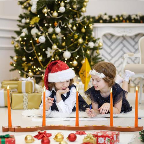 Hushee 1 Set Christmas Advent Wreath Candle Holder up to 25 Candles Wooden Spiral Waldorf Advent Calendar Season Celebration Candlestick for Christmas Holiday Table Centerpiece Decoration