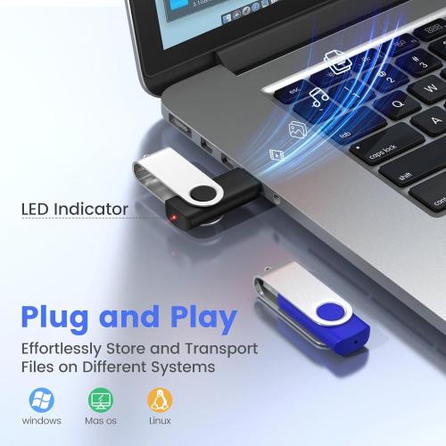 1GB Flash Drive 10 Pack, USB 2.0 Memory Stick with Lanyards Swivel Thumb Drives Bulk 1GB Pendrive U Disk for Data Storage (Mixcolors)