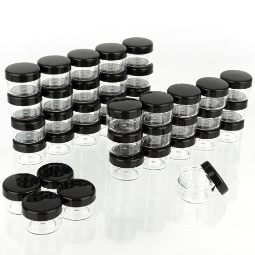 ZEJIA 5 Gram Sample Containers with Lids, 25PCS Mini Makeup Containers, Empty Plastic Travel Cosmetic Containers with Labels