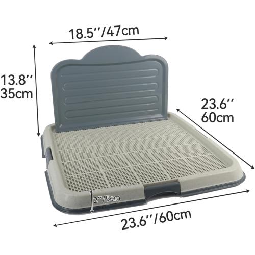 PAWISE Male Dog Pee Pad Holder with High Wall, 23.5x23.5 Indoor Potty Tray for Medium/Large Dogs, Reusable Large Training Pad Holder with Splash Guard, Includes 4 Pee Pads, Anti-Slip & Easy to Clean