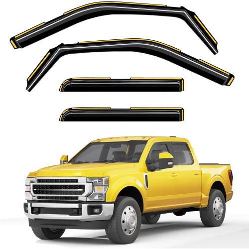 in-Channel Window Rain Guards Fit for Ford F250-F550 2017-2025 Crew Cab Extra Durable Window Deflectors Vent Shades Visors Exterior Car Accessories - 4 pcs