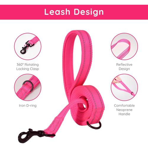 BELLA & PAL Step in Vest Harness for Small and Medium Dogs, No Pull Small Dog Harness with Leash Set, Comfortable Air Mesh Dog Vest Harness with Reflective Strip (Hot Pink, S)