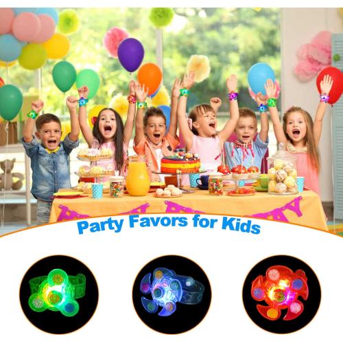 10 Pack LED Light Up Fidget Spinner Bracelets Favors For Kids 4-8 8-12,Glow in The Dark Party Supplies,Birthday Gifts,Treasure Box Toys for Classroom,Carnival Prizes,Pinata Goodie Bags Stuffers