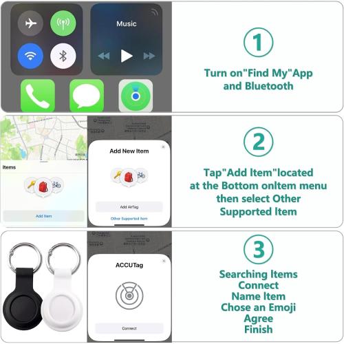 2 Pack GPS Tracker and 2 Keychains for Vehicles Work with Find My (iOS Only) Real Time Hidden Mini Car Locator Tracking Global Coverage Device No Monthly Fee or Subscription No SIM Card Required