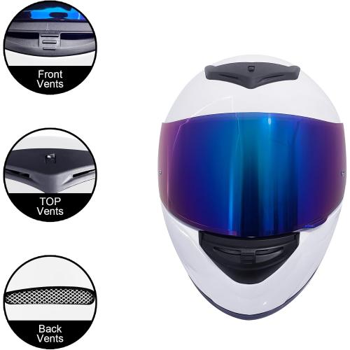 KRN Full Face Motorcycle Motorbike Helmet with Color Visor DOT Approved- Helmet & Balaclava NOT INCLUDED