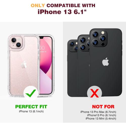 Diaclara Designed for iPhone 13 Case, Full Body Rugged with Built-in Touch Sensitive Anti-Scratch Screen Protector, Soft TPU Bumper Case for iPhone 13 6.1 (Clear Glitter)