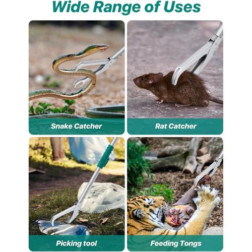 90 Snake Grabber Tool, Heavy Duty Snake Grabber with Long Reach | Professional Snake Tongs for Camping, Garden, Outdoor & Emergency Use