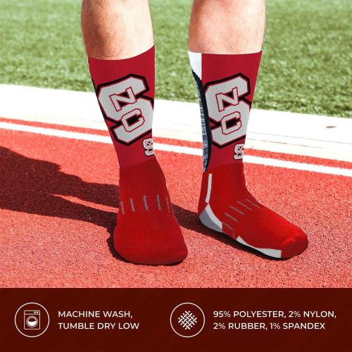 Size LG For Bare Feet NCAA Adult State and University Crew Socks - Polyester blend - Unisex - High-performance socks provide